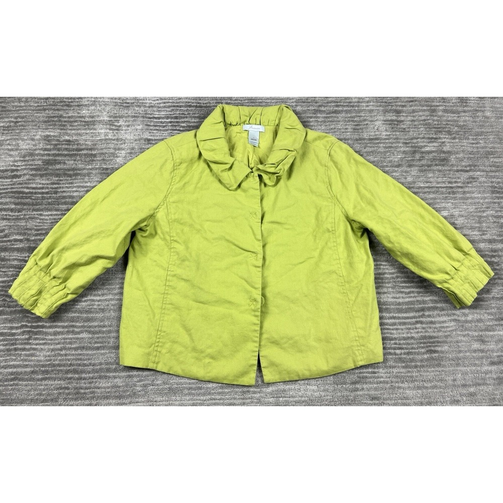 JH Collectibles Jacket Womens L Lime Green Portrait Collar Pleated Cuff RN123475
